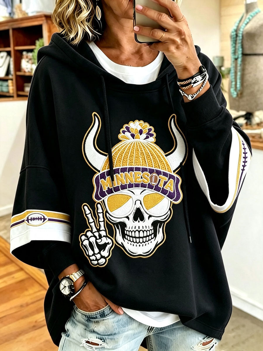 Women'S Vintage Football Print Hoodie
