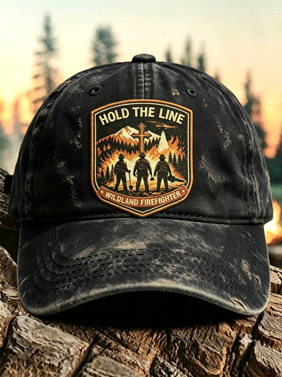 Retro“HOLD THE LINE” Print Baseball Cap