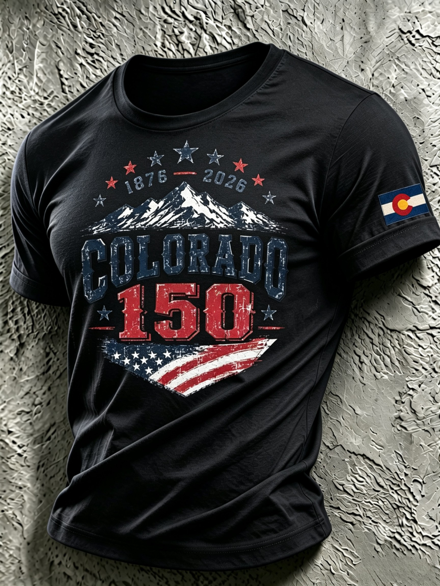 Men's Colorado 150th Anniversary America 250th Anniversary Print Short Sleeve T-Shirt