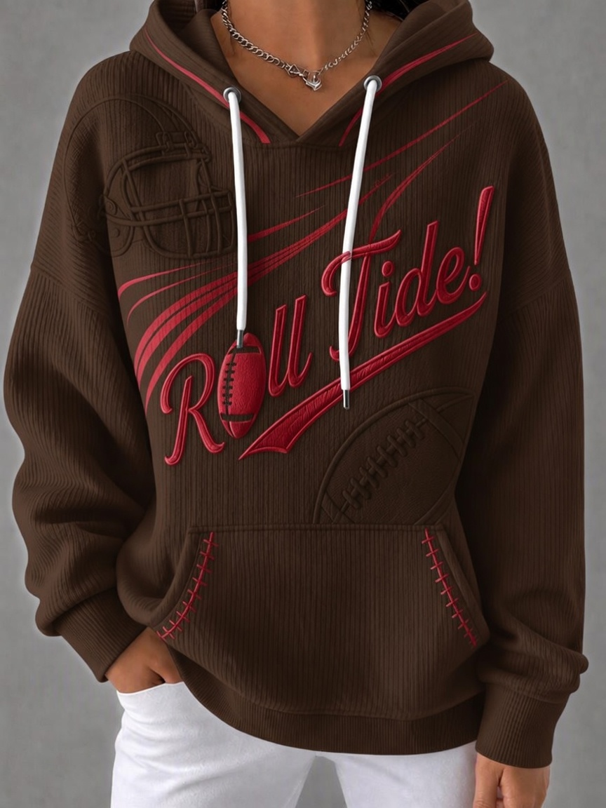 Women'S College Football Printed Hooded Sweatshirt