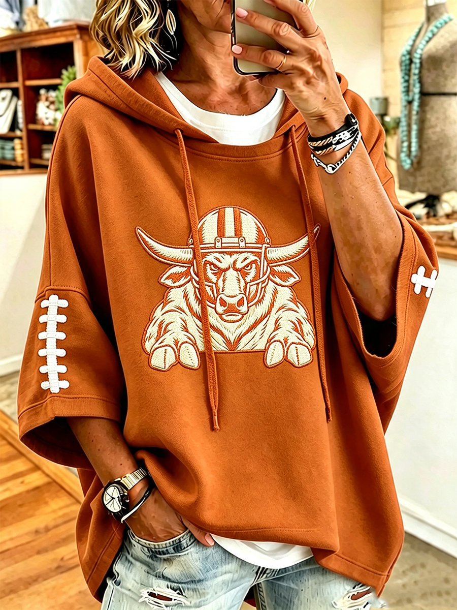 Women'S Retro Rugby Printed Hoodie