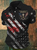 Men'S Retro American Patriots Independence Day 250Th Anniversary Commemorative Lapel Short Sleeved Shirt