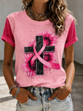 Women'S Faith Breast Cancer Publicity Print Short Sleeve T-Shirt