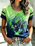 Women's Seattle Football Printed Vintage Fashion Print T-shirt