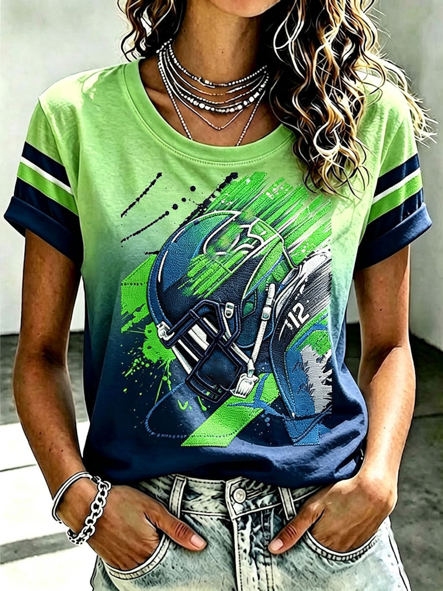 Women's Seattle Football Printed Vintage Fashion Print T-shirt