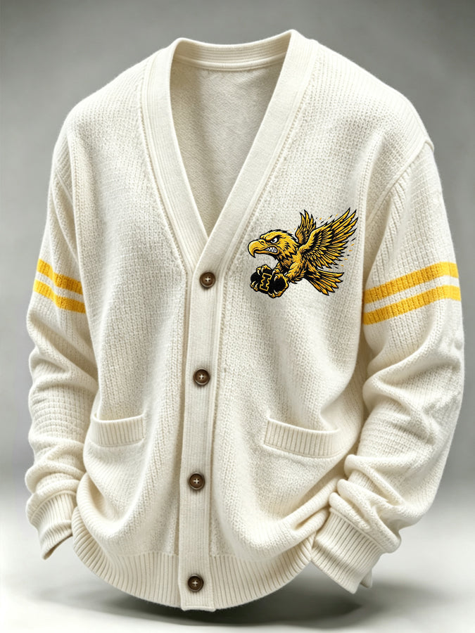 Men'S Casual Football Printed Cardigan