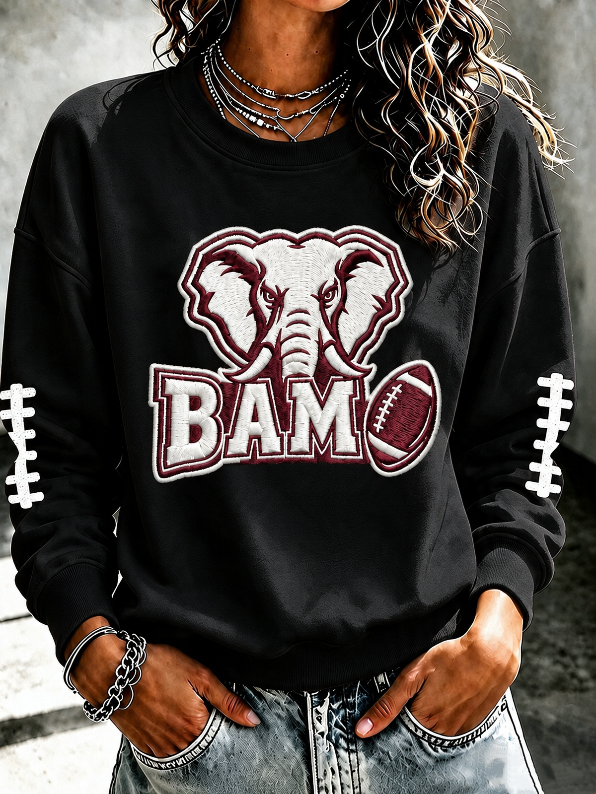 Women'S Football Printed Round Neck T-Shirt