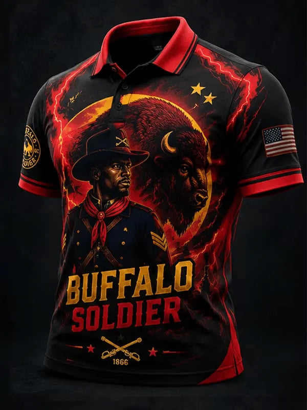 Men's Juneteenth Buffalo Soldier Cycling Art Print Top
