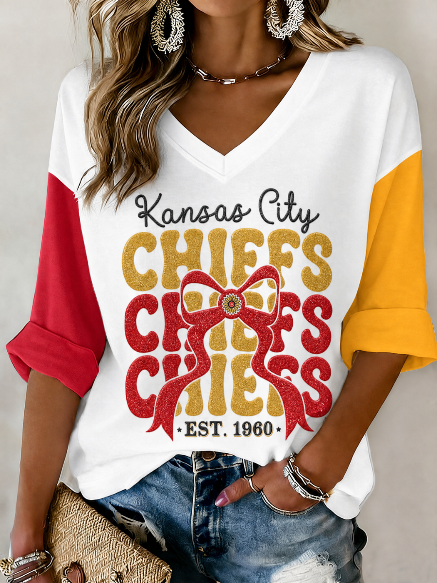 Women's Football Print Waffle Top