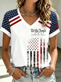 Women's We The People In God We Trust Print V Neck T-shirt