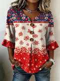 Women's Casual Retro Patriotic Cotton-Linen Shirt