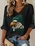 Women'S Football Print Waffle  Top