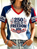 Women's Fashion U.S. 250th Anniversary V-Neck T-Shirt