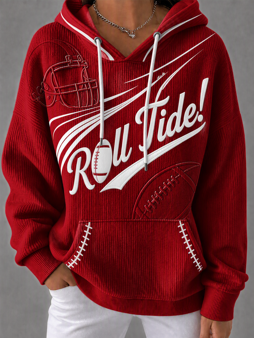 Women'S College Football Printed Hooded Sweatshirt