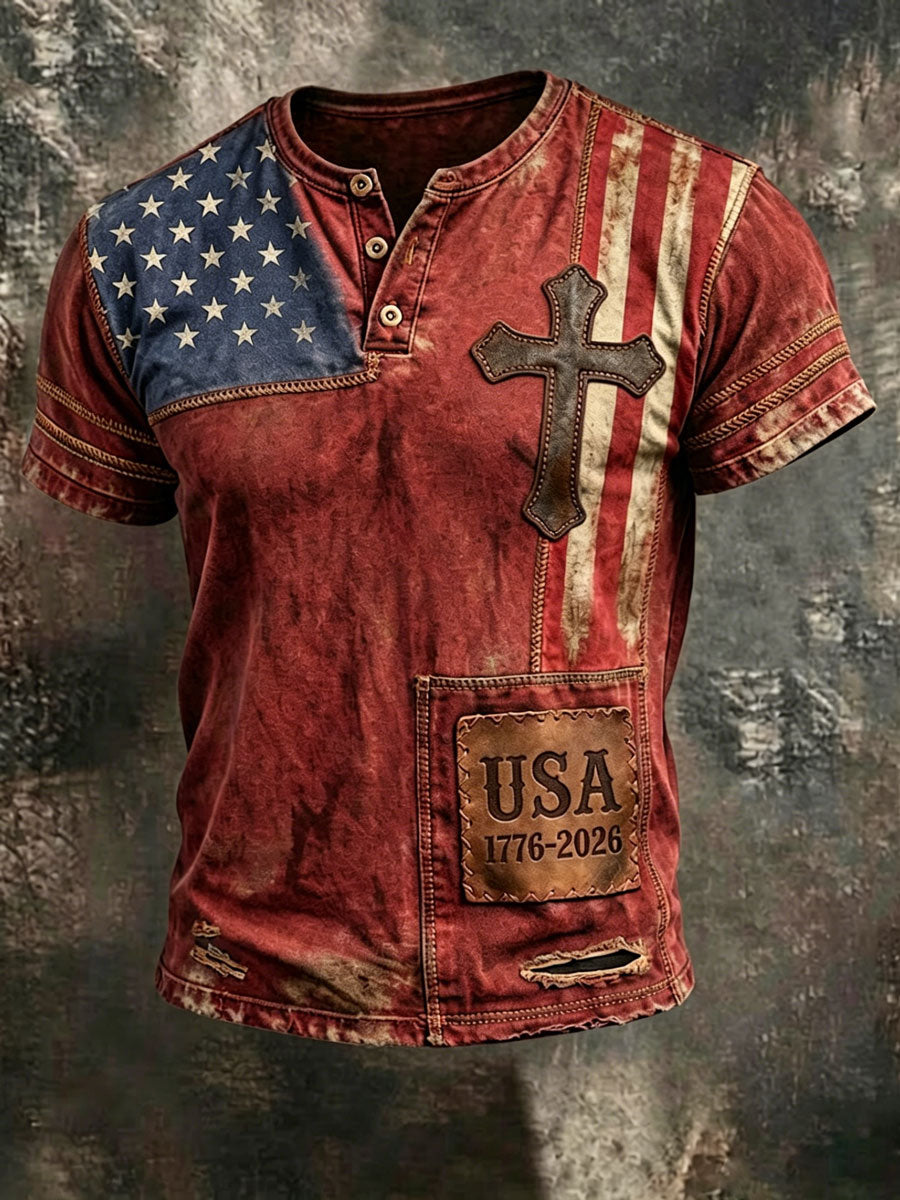 Men'S Retro 250Th Anniversary American Faith Short-Sleeve T-Shirt