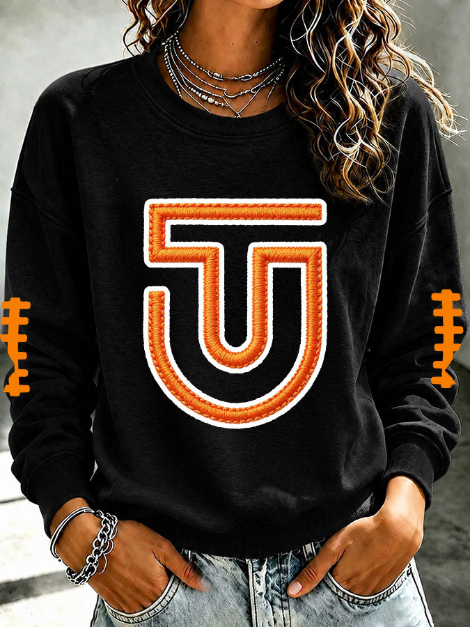 Women'S Retro Football Round Neck Sports Shirt