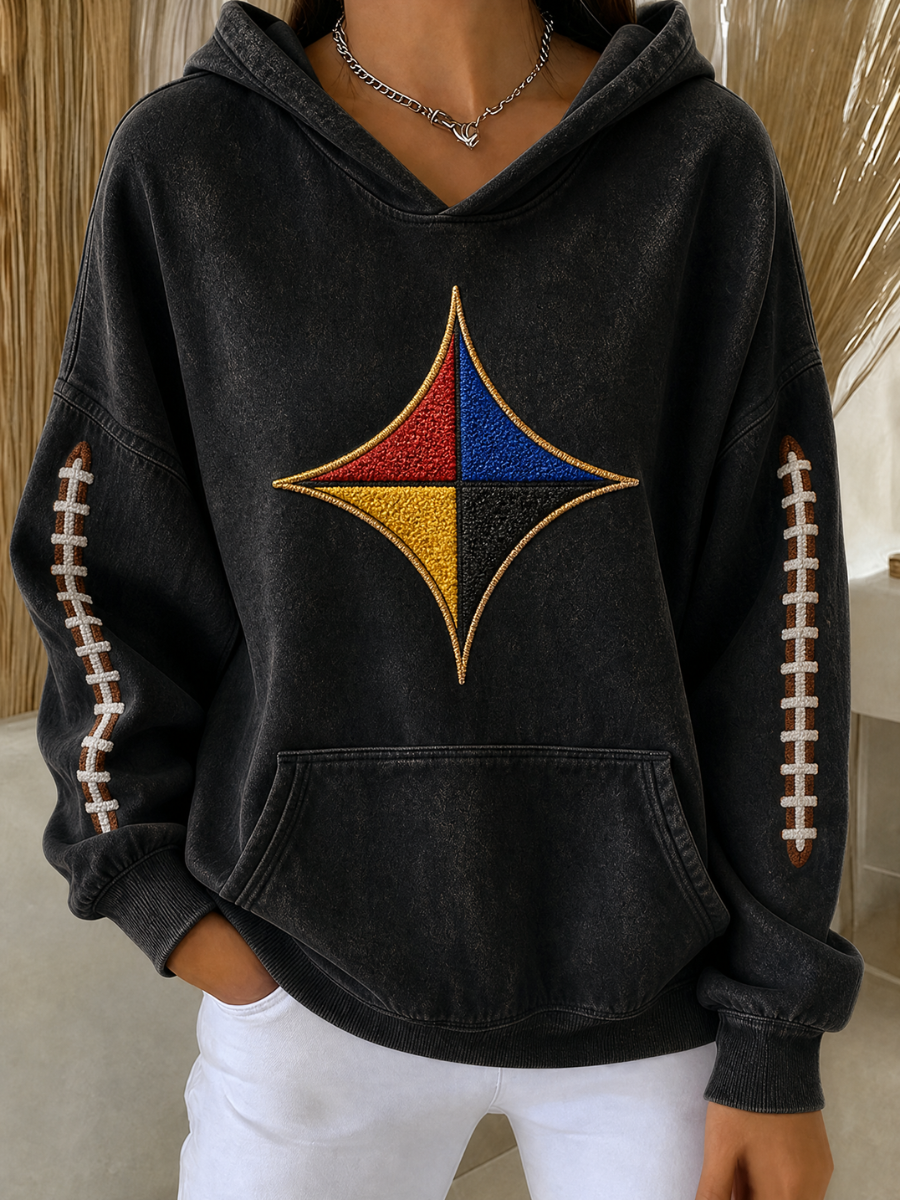 Women's Football Fan Printed Vintage Hoodie