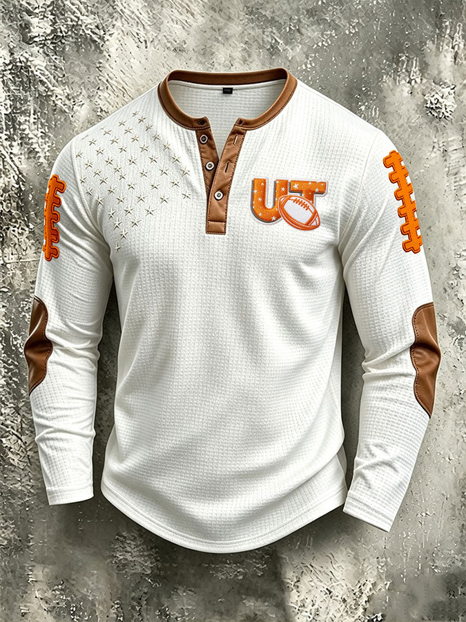 Men'S Casual Football Printed Waffle Top