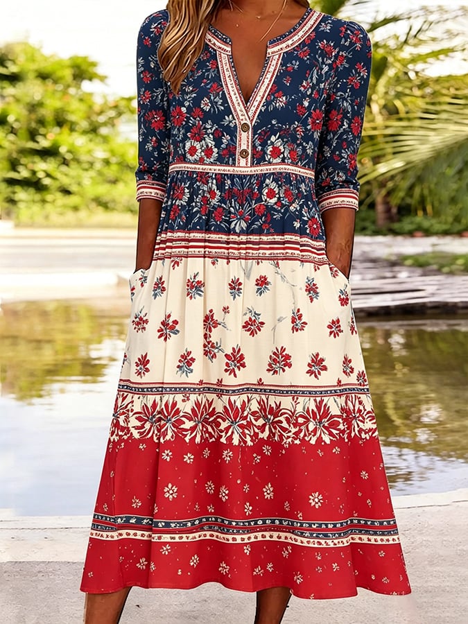 Women's Cotton-Linen Skirt With 250th Anniversary Botanical Floral Digital Print