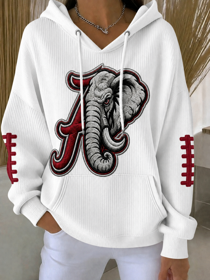 Women'S Football Printed Hooded Sweatshirt