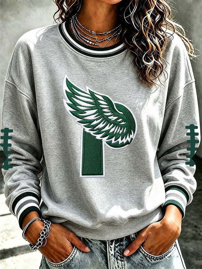 Women'S Retro Football Print Round Neck Sports Shirt