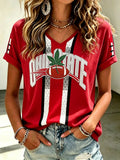 Women's Football Pattern V-Neck T-Shirt