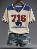 Women's Football Lover Bulls BUF Art Printed T-shirt