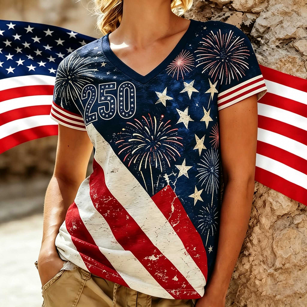 Women'S Casual T-Shirt With American 250th Anniversary Print