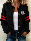 Women'S Casual Football Plant Knitted Cardigan Top