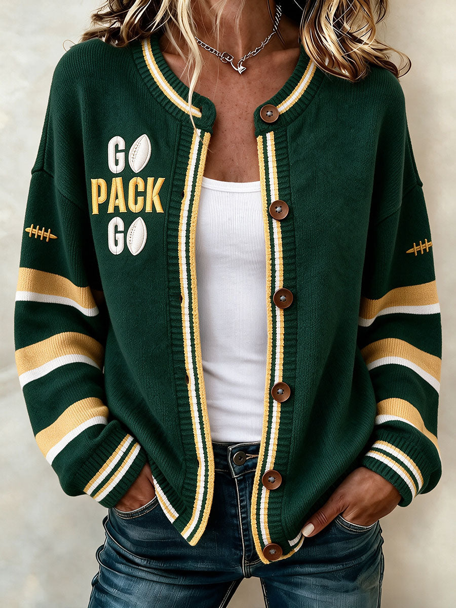 Women's American football knit cardigan
