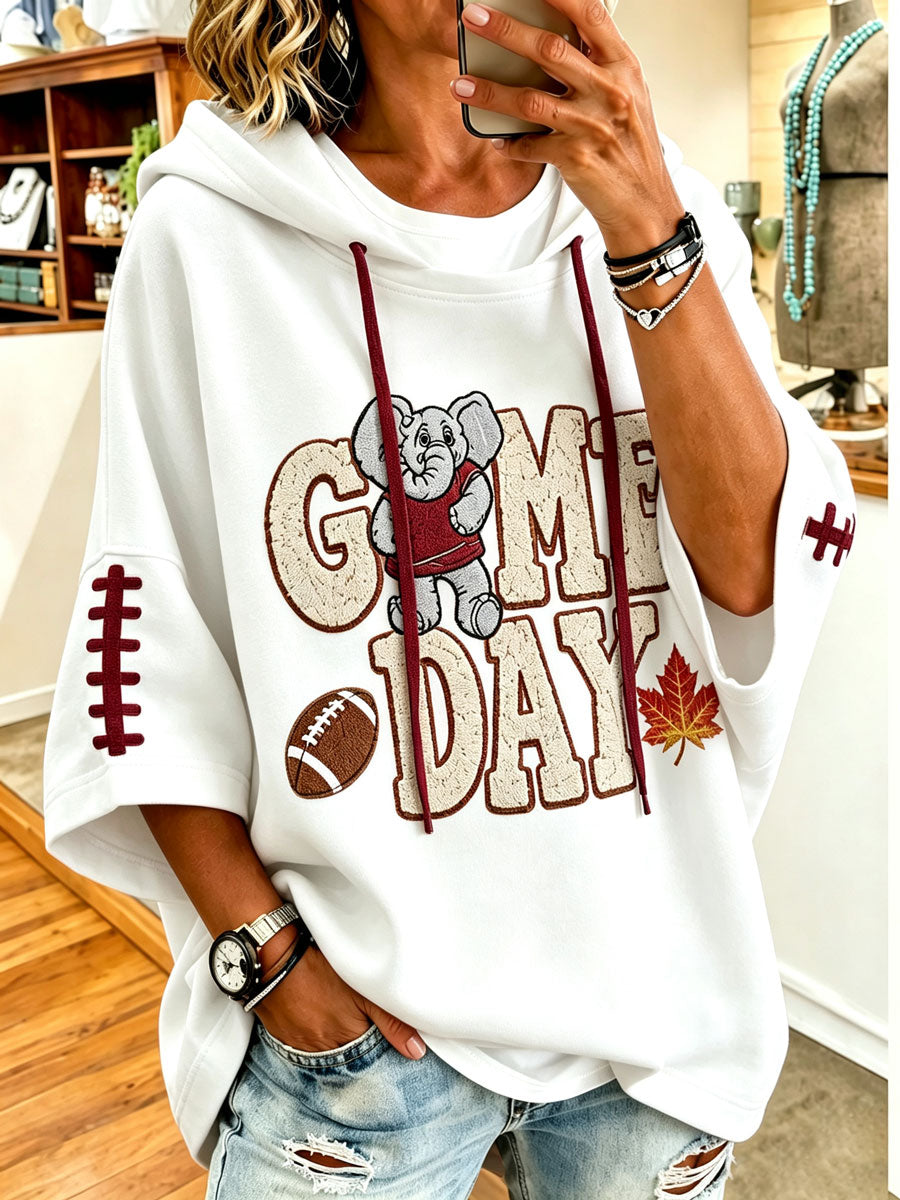Women'S Retro Rugby Printed Hoodie