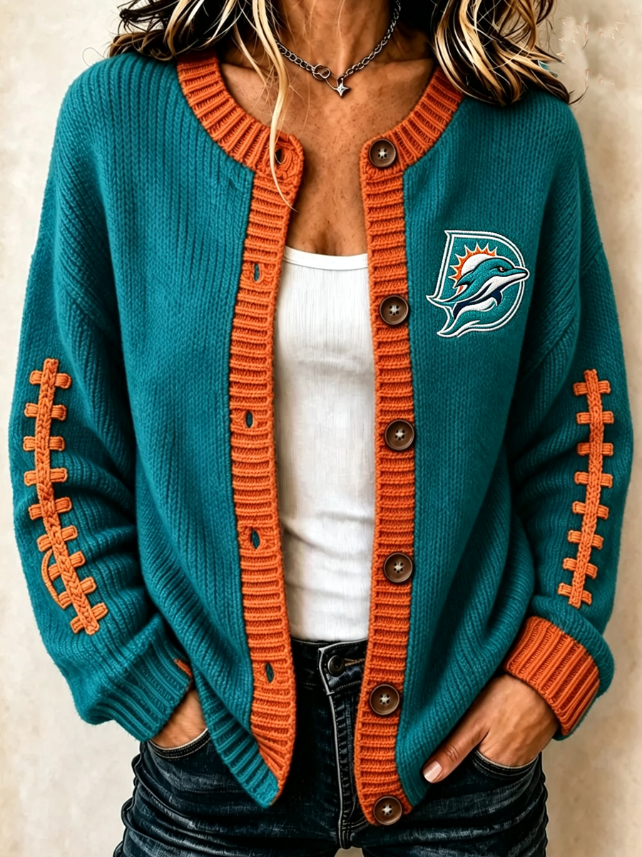 Women's casual Football plant knitted cardigan top