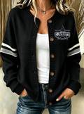 Women'S Casual Football Plant Knitted Cardigan Top