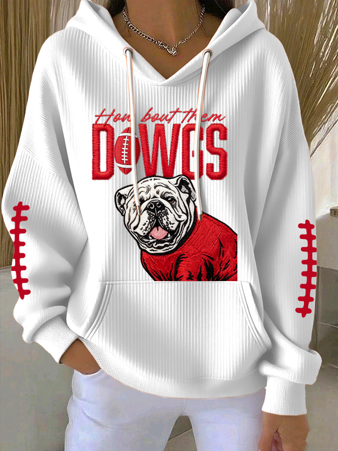 Women'S Football Print Hooded Sweatshirt