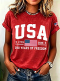 Women'S  America Flag Printed Casual T-Shirt
