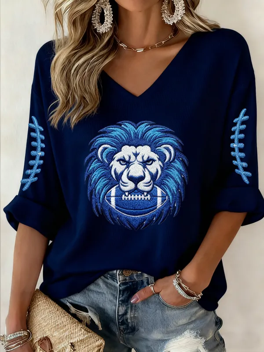 Women'S Football Print Waffle Top