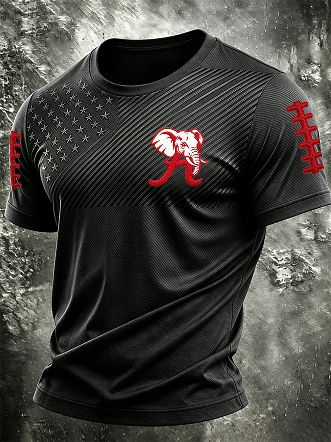Men'S Rugby Printed Round Neck T-Shirt