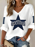 Women'S Football Print Waffle  Top