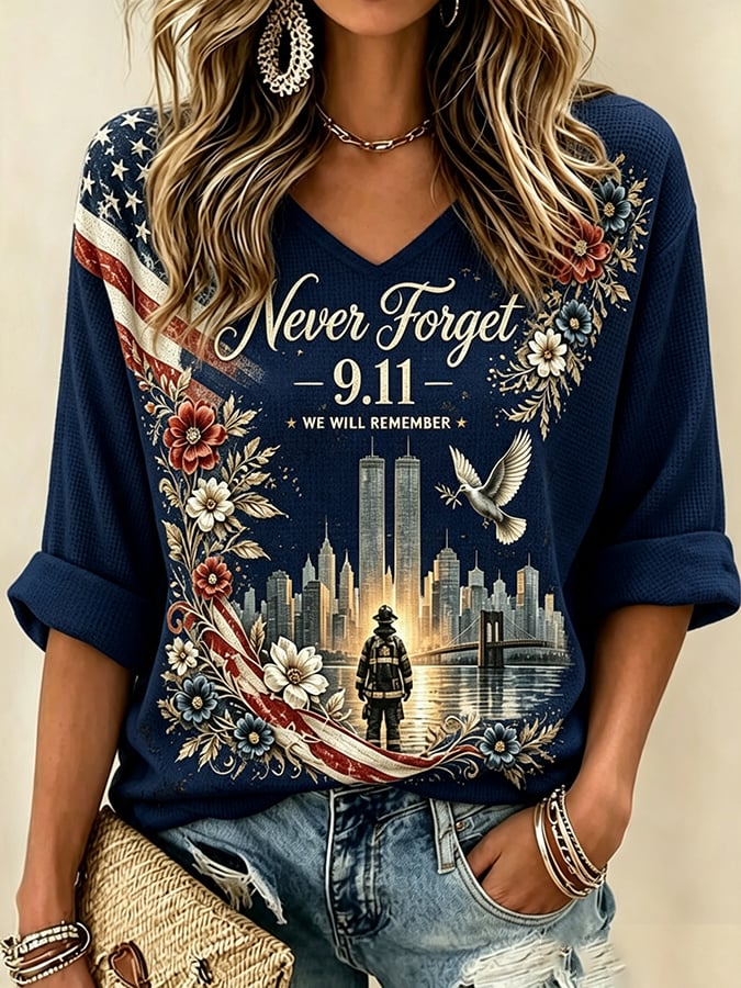 Women's Never Forget September 11 Print T-Shirt