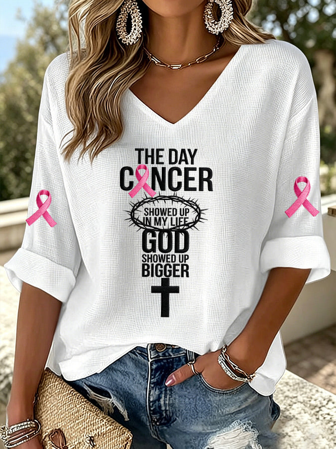 Women'S Pink Artistic Waffle T-Shirt