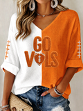 Women'S Football Print Waffle Top