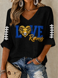 Women'S Football Print Waffle Top