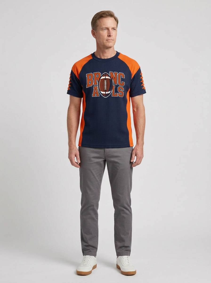 Men's Denver Broncos Football Logo Printed T-shirt