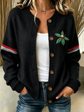Women'S Casual Football Plant Knitted Cardigan Top