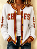 Women'S Football Print Waffle Top