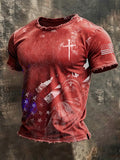 Men's American Flag Printed Casual T-shirt