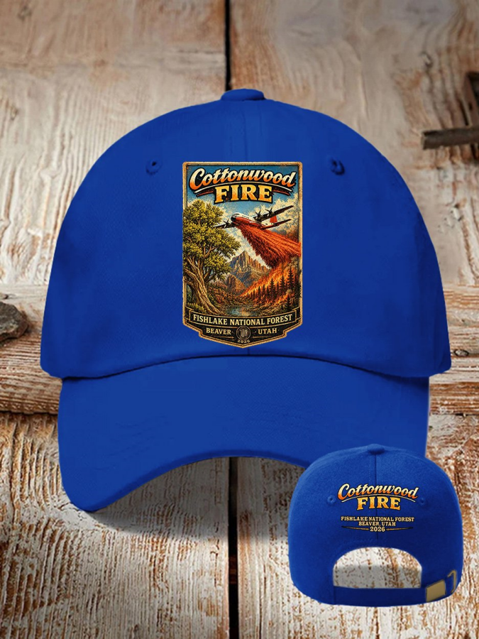 Retro Cottonwood Fire Fishlake National Forest, Beaver, Utah 2026 Print Baseball Cap