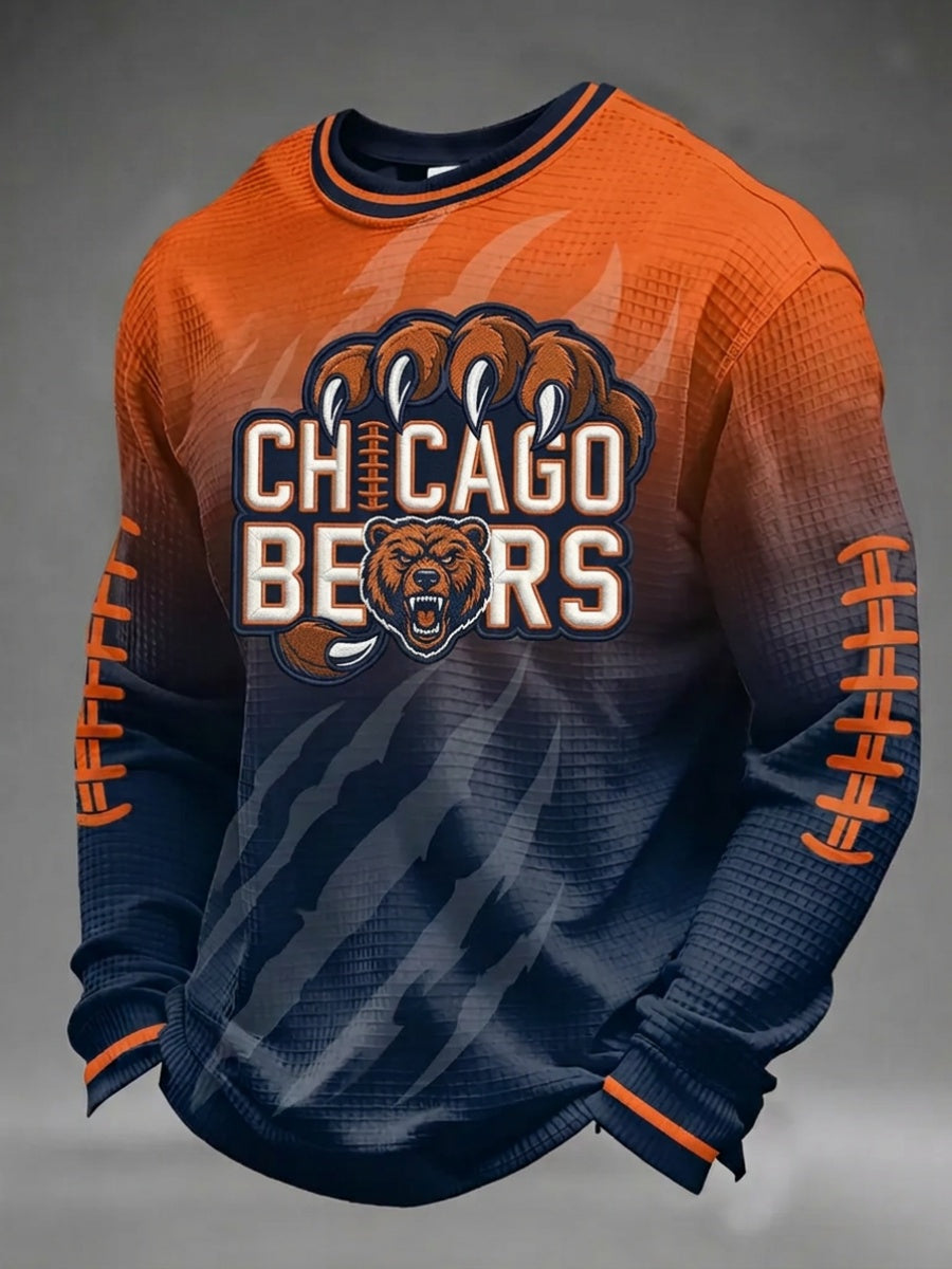 Men'S Football Printed Waffle Sweatshirt