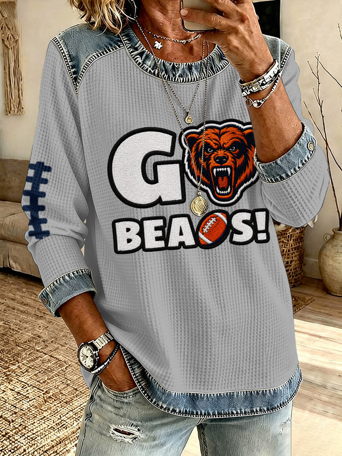 Women'S Football Printed Casual Long Sleeve Top