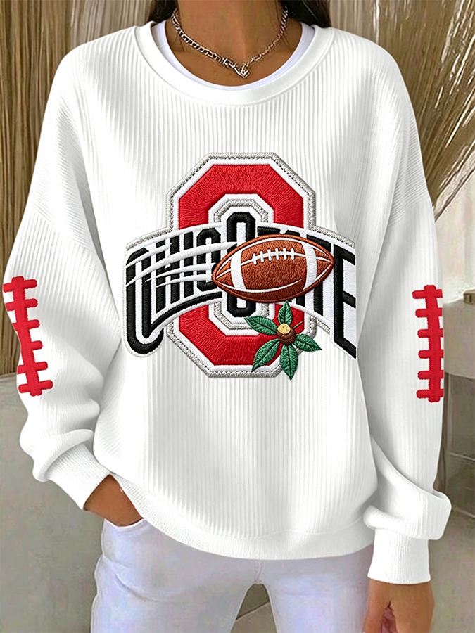 Women'S Football Print Casual Sweatshirt